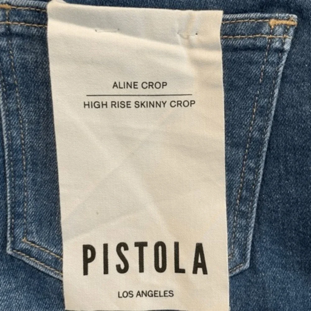 Pistola‎ Aline High Rise Skinny Jeans Catalina Blue Wash Distressed Hem 24